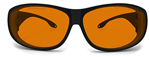 FREEMASCOT Professionelle Laser-Schutzbrille mit Wellenlänge, OD 6+, 190 nm-490 nm, Violett/Blau, für 405 nm, 445 nm, 450 nm, 473 nm, Schwarz (Frame Style 4)
