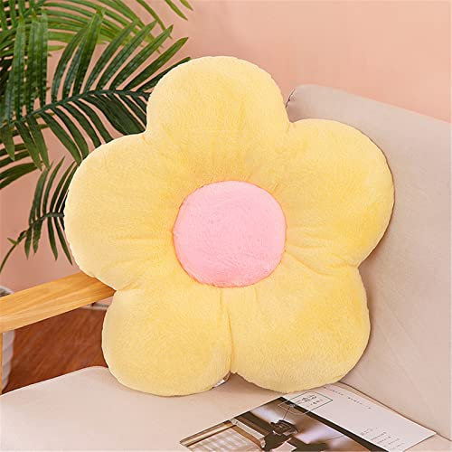 GLITZFAS Blumenförmiges Kissen Plüschkissen, Plüsch Blume Stuhlkissen Sitzkissen, Zierkissen Spielzeug Bodenkissen für Kinderzimmer Zuhause Sofa (Gelb,35 cm)