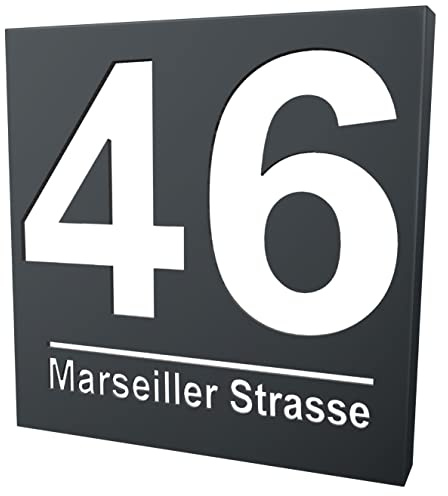 Ersatzteil 30x30cm FRONT Anthrazit RAL7016 Hausnummer Beleuchtet Led aus Aluminium von PRINTIMA
