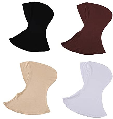 MOWEN 4-teiliges Set aus Kurzen Muslimischen Hüten, Elastische, Schweißabsorbierende Baumwolle