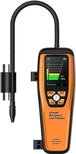 ILD-200 Infrared Leak Detector Refrigerant Gas Leak Detector Tester Checker Freon Sniffer with Flexible Probe Large LCD Screen High Sensitivity