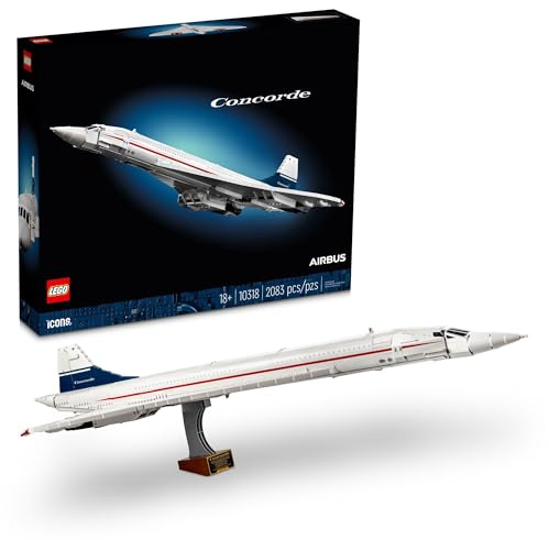 LEGO Icons Concorde Model Aircraft, Gift for Adults, Build a Replica Model of the World’s Most Famous Supersonic Commercial Passenger Plane with Authentic Details and Functional Pieces, 10318