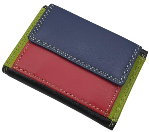 Kleine Rind-Nappa Leder Damen Geldbörse mit RFID & NFC Schutz Mehrfarbig | Geldbeutel, Portemonnaie, Geldtasche