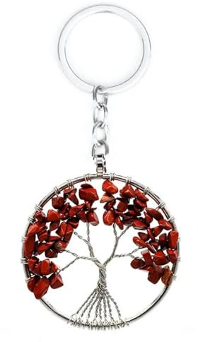 bicup Portachiavi Keyrings Keychains Donna Uomo Naturale Albero della Vita Portachiavi Ciondolo Albero Portachiavi Rosso