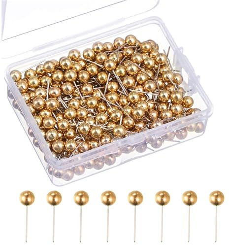 BetterJonny Reißnägel, 500 Stück, 15 x 4 mm, goldfarben, Pinnwandnadeln aus Kork, Kunststoff, rund, Nadeln und Nadeln aus Stahl, Reißzwecken