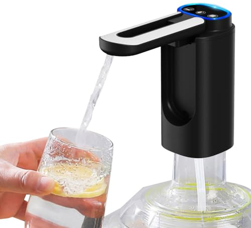 Water Bottle Pump, Automatic Drinking Bottles Dispenser Foldable Water Outlet 3 Modes USB Charging with 50cm Silicone Hose fit for 5-18L Waters Jug