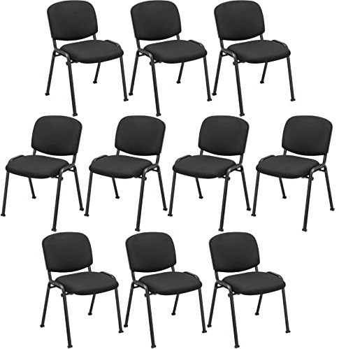 CASART Stackable Reception Chairs, Heavy Duty Meeting Office Chairs with Backrest, Metal Frame Guest Chairs for Home Waiting Room Conference Room Office (10PCS)