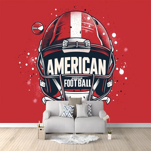 Mural Wallpaper American Football Bedroom Living Room Decoration Poster 400 x 280 cm Non-Woven Premium Art Print Wall Mural 3D Effect Red and White