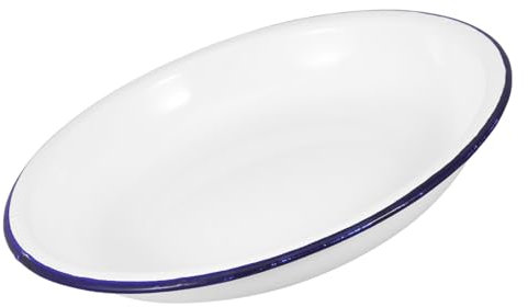 PRETYZOOM Deep Enamel Plate 18cm Thickened Vintage Dinnerware Narrow Rim Suitable for Salads Soups and Snacks Cooking