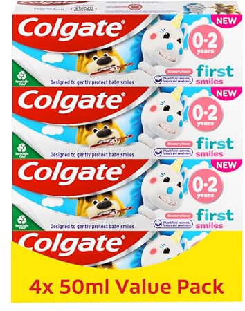 Colgate Kids Toothpaste Multipack 0-2 Years – Gentle Milk Teeth Toothpaste – Contains Dentist-Recommended Level of Fluoride – 0% Artificial colourants, Flavours and sweeteners (Pack of 4)