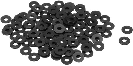 QUARKZMAN 120 Pcs Arandelas Planas, Pasacables de Nylon M3 3Mm Id 8Mm Od 1Mm de Grosor Arandela Lisa Arandelas de Plástico para Juntas de Hojas de Plástico Espaciador, Negro