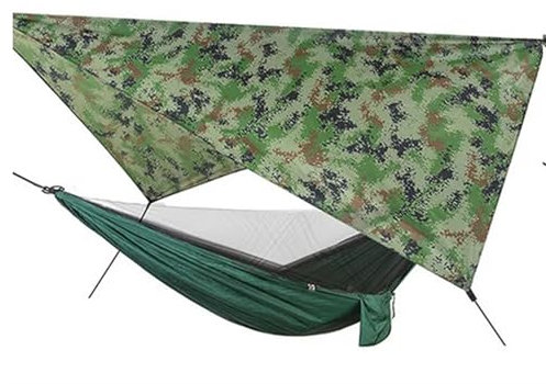 Hamac de Jardin Conjuntos de Muebles de jardín y terraza al Aire Libre, Red Militar para Jungla para Dormir, Hamaca con mosquitera, Hamaca para Campamento(Blackish Green)