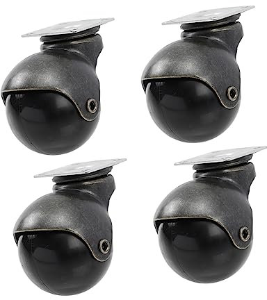 VALICLUD 4pcs 2-inch Antique Bronze Ball Caster Wheels with Flat Plate Base, Universal Swivel Furniture Sliding Wheels for Cabinets and Heavy Duty Furniture Replacement