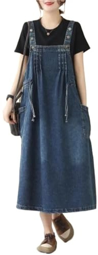 WJLYDM Falda Vaquera de Talla Grande for Mujer, Blusa de otoño for Mujer, Falda con Tirantes, Vestido sin Mangas, Falda Larga con Tirantes(XL)