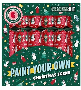 Holly and Ivy Cracker Kit – Paint Your Own Placemat Christmas Crackers, 12 Inch – Box of 6 with Placemats, Paint Strips & Brushes