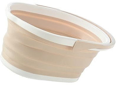 VALICLUD Cubo de Fregona Plegable Beige Portátil, Balde Plástico para Limpiar Pisos, Contenedor de Agua Compacto, Accesorio Doméstico para Limpieza Hogar y Oficina