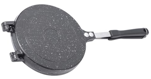 Nikou Padella bifacciale antiaderente, per pancake e sandwich, in lega di alluminio, facile da pulire, 28 cm, colore nero, per casa, cucina, colazione