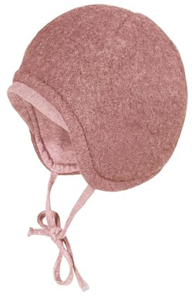 maximo GOTS Baby-Mütze,Wollfleece Jerseyfutter, Bindeband