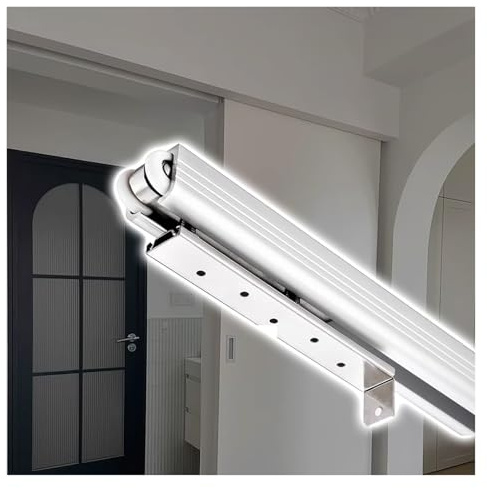Sliding Door Hardware Kit for Internal and External Use, Top Hung Wall Mounted System with Aluminum Track and Rollers for Smooth Operation and Easy Installation