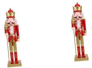 PRETYZOOM 2 Piezas Adorno de Cascanueces decoración de Ballet Cascanueces Pieza Central decoración navideña de Mantel Madera Rojo