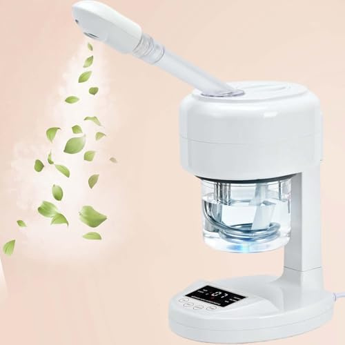 Vaporizador facial portátil, ozono y niebla caliente, humidificador de mesa para spa facial, cuidado de la piel en casa, salón de belleza profesional con boquilla giratoria de 360°