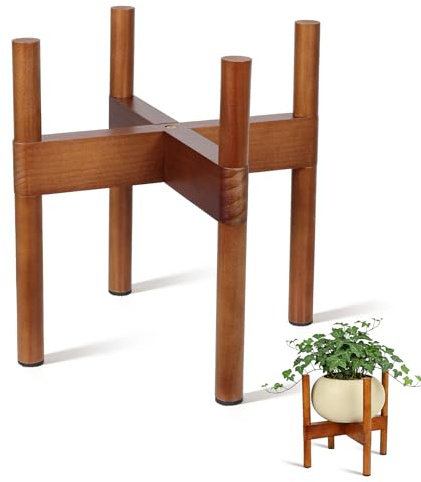 Vigordream Pflanzenständer Indoor, 2 Höhenanzeigen Holzpflanzenhalter | Moderne hohe Pflanzenständer, Ecke Einzelblumenständer für Balkon, Wohnzimmer, Patio
