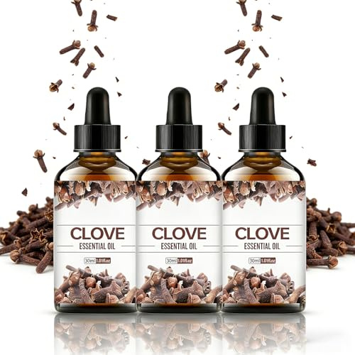 Aceite de clavo (30ml/1FlOz)-para difusor, rostro, cuidado de la piel, aromaterapia, cabello, cuero cabelludo y jabón de masaje corporal DIY-con cuentagotas(3bottles)