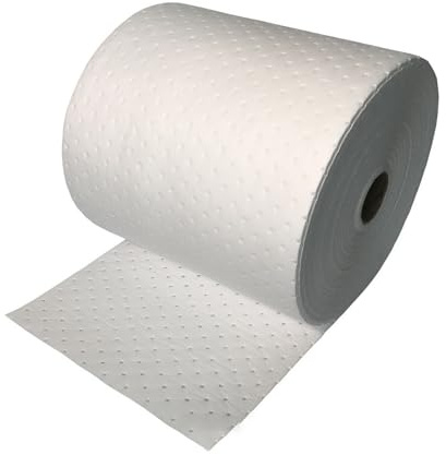 Oljabsorberande dynrullar, absorberar dock inte vatten, mångsidiga oljeabsorberande mattor för maritima dockor, bensinstation, fabrik, verkstad, 50 m, vit (B 40 cm, 5 mm)
