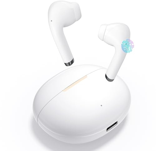 yobola Cuffie Bluetooth 5.4, Auricolari Wireless Semi-In-Ear Mini Cuffiette | Comode e Leggere, HiFi Stereo con 4 HD Mics, Controllo Tattile, IPX7 Impermeabili, USB-C, 25 Ore, per iOS/Android Telefono