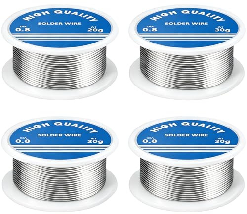 4 Rolls Solder Wire, 0.8mm Leaded Solder for Electronics Repair and DIY Projects, for Precise & Clean Soldering, Compact Size 4.5 x 2.3 cm