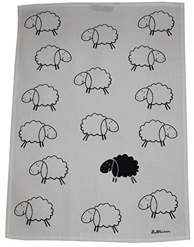 Triolino Halbleinen Geschirrtuch Küchentuch Trockentuch Schwarzes Schaf Format 50 cm x 70 cm