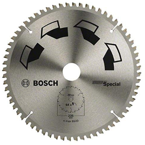Bosch Accessories 1x Kreissägeblatt Special (Sägeblatt für Holz, Nichteisenmetalle, Kunststoffe, Ø 235 x 2.5/1.8 x 30/25 mm, 64 Zähne, FT, mit 1x Reduzierring 25 mm, Zubehör Kreissäge)