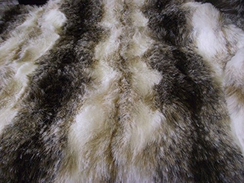 Luxus Tier Kunstfell Stoff Material Braun & Weiß Wolf - Braun, 1/4Mtr - 75cmx50cm