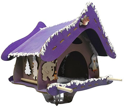 Petra's Bastel-News Bastelset Vogelhaus mit Stabhalterung Schneemann ca. 17cm unbemalt und ungeklebt, Holz, A-VSH24SE