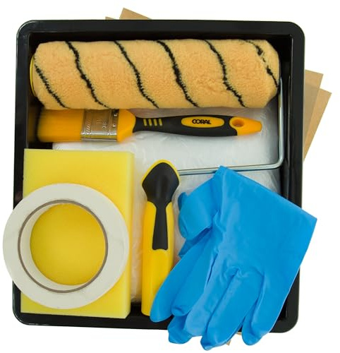 Coral 10305 Max Coat Complete Decorating Project Box with Paint Roller Brush and How to Guide 11 Piece Pack Set