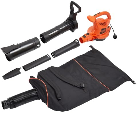 BLACK+DECKER Leaf Blower, Leaf Vacuum and Mulcher 3 in 1, Backpack Blowers for Lawn Care,250 mph Airflow, 400 cfm Delivery Power, Reusable Bag Included, Corded (BEBL7000)