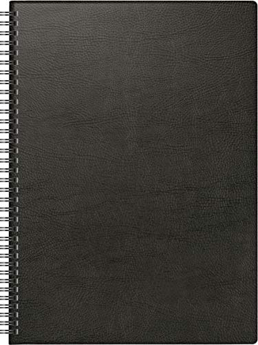 BRUNNEN 1078101901 Buchkalender Modell 781, 2 Seiten = 1 Woche, 21 x 29,7 cm, Kunststoff-Decke schwarz, Kalendarium 2021, Wire-O-Bindung