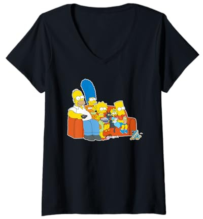 Mujer The Simpsons Homer Marge Maggie Bart Lisa Simpson - Sofá Camiseta Cuello V