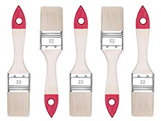 M7 5 STK. Flachpinsel-Set 1,5″ (etwa 38 mm) Serie 30, Lackierpinsel mit Synthetischen Hellen Borsten, Malerpinsel mit Naturholz, Flachpinsel mit Stahlzwinge