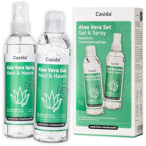 Casida® Aloe Vera Set - Aloe Vera Gel & Aloe Vera Spray - Intensive Feuchtigkeitspflege für Haut & Haare - aus der Apotheke - 2x 200 ml