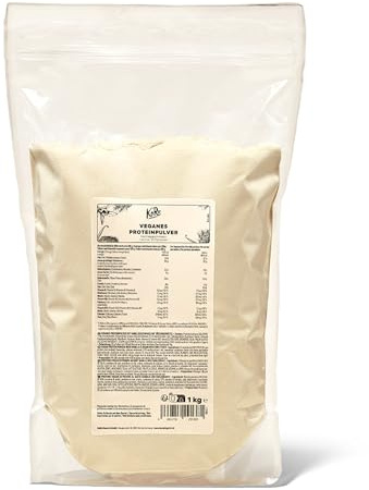 KoRo Veganes Proteinpulver Ohne Zucker Vanille 1 kg - Aus Reis-, Erbsen- und Soja Protein Pulver Vegan - Eiweißpulver Cremig-süß im Geschmack - 30 Tage Vorrat