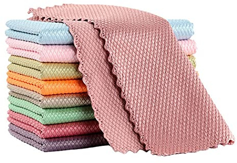 MenQind 5 Pack Nanoscale Cleaning Cloth, Fish Scale Cleaning Cloths, Polishing Microfibre Cleaning Cloth 25 * 25 cm, Reusable Dish Cleaning Cloths for Home, Glass, Car, Kitchen