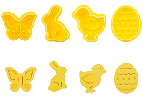 N+B Ostern-Ausstecher-Stempel-Set, 3D-Oster-Keks-Stempel, Eier, Häschen, Küken, Schmetterlingsform, 4er-Set, Mini-Fondant-Stempel für Partydekorationen