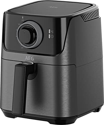 AEG AF5-1-4GB Freidora de Aire Sin Aceite, Capacidad 2.5L, 1350W, Temporizador 60 Min, Temperatura Máxima 200°C, Cesto Extraíble, Apto Lavavajillas, Color Negro