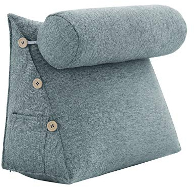 Rucener Bücherkissen Lendenkissen Keilkissen Kopfteil Gepolstert Bettkissen Rückenlehne Dreieck Rückenlehne Sofa Rückenkissen Groß Bettkissen Rückenkissen Sofa Bett Grau Ployester 60 cm