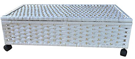 Vendics Aufbewahrungsbox Unter Dem Bett, Multifunktionale Rattan-Aufbewahrungsbox Für Heimkleidung Mit Rädern, Geeignet Für Schlafzimmer, Schlafsaal, Kinderzimmer/Weiß/58L