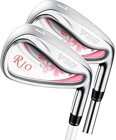 Hierro para palos de golf para mujer #7 con eje de carbono de aleación de titanio para práctica, hierros de golf perfectos para mujeres (eje de acero)