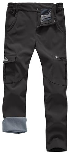 Rdruko Womens Waterproof Softshell Trouser Winter Warm Fleece Lined Hiking Trousers Ski Pants Black S