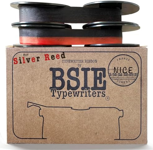BSIE Typewriters – Silver Reed Schreibmaschinen-Farbband Doppelpack – 1× Schwarz + 1× Schwarz & Rot – Passend für Silverette, Silver-Seiko, Leader, Tabberette – GR9 – Getestet in Nizza, Frankreich