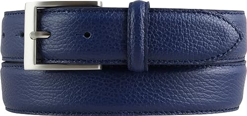 BELTINGER Italienischer Anzug-Gürtel, 35 mm breit, Herren, Anzuggürtel, Hosengürtel, strukturiertes Leder, Schließe Silber